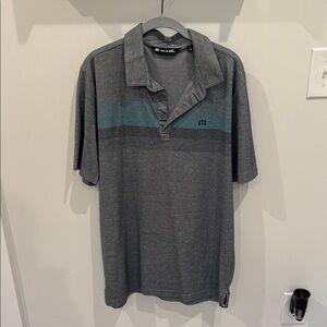 Travis Mathew Charcoal and Teal Polo Shirt for Men